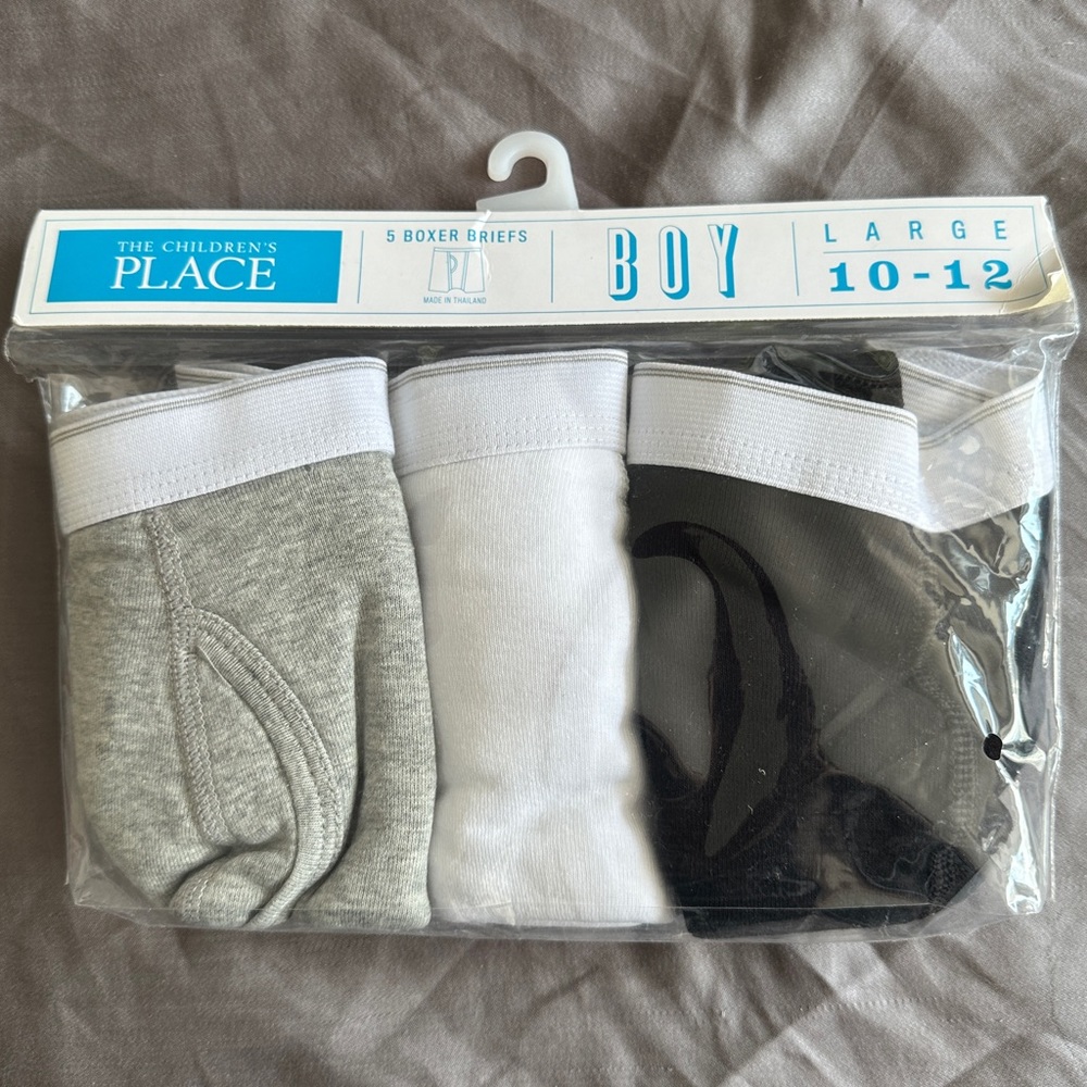 The Children’s Place 3 pack boxer boy briefs underwear, Sz L 10-12, NWT, cotton